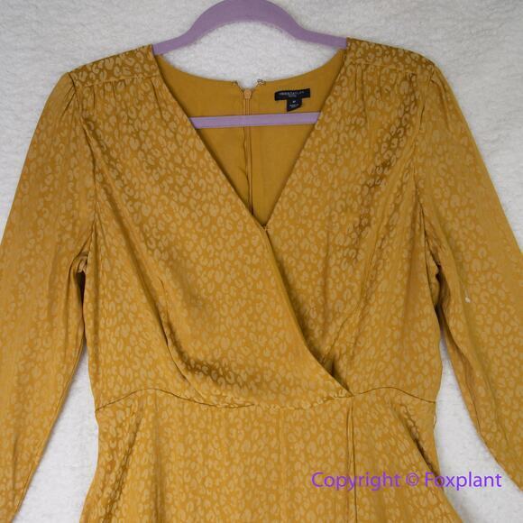 Ann Taylor Cheetah Jacquard Faux Wrap V-neck Light Lined‎ Belted Dress, size 18 - Picture 6 of 16
